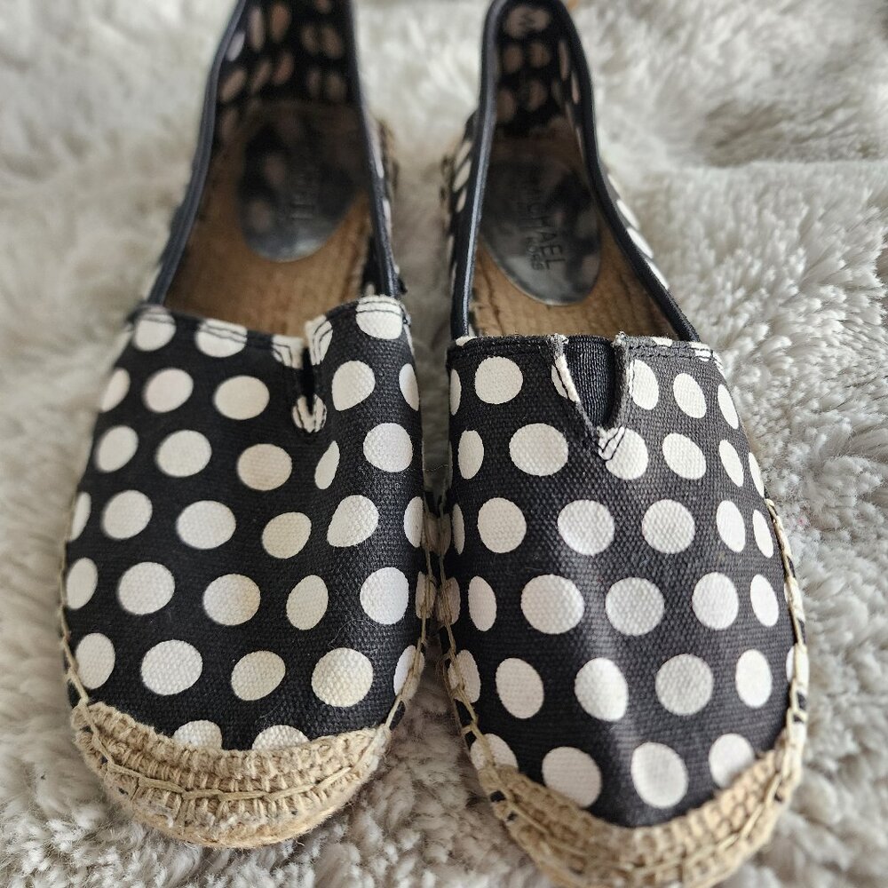 MICHAEL KORS BLACK AND WHITE POLKA DOT ESPADRILLES - NEW WITHOUT TAGS
